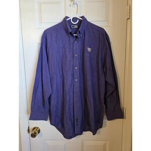 Washington Huskies Logo Mens Large Long Sleeve Button Up Purple Gold 100% Cotton